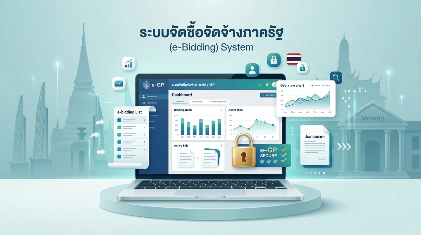 ภาพขั้นตอนการประกวดราคาอิเล็กทรอนิกส์ e-Bidding ผ่านระบบ e-GP ของหน่วยงานภาครัฐ